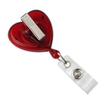 Badge Reel, Translucent Red, Heart Shape, W/ Swivel Back (25/Pk)