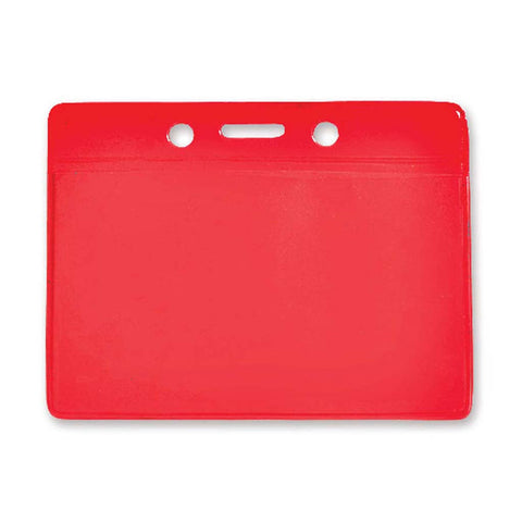 Coloured Vinyl Badge Holder, Clear, Red Back, Cr80 Horizontal (100/Pk)