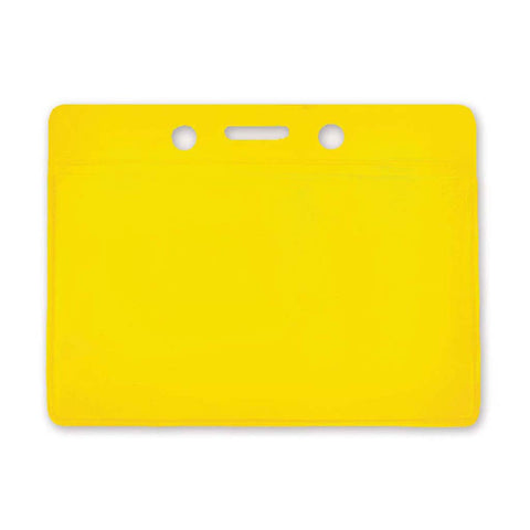 Coloured Vinyl Badge Holder, Clear, Yellow Back, Cr80 Horizontal (100/Pk)