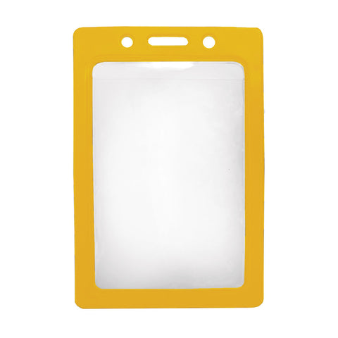 Vinyl Badge Holder W/Yellow Coloured Frame, Cr80 Vertical (100/Pk)