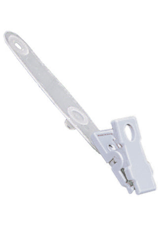Strap Clip, Frosted, 2-1/4", (58Mm) Molded  Strap, White Plastic 1-Hole Clip Steel Spring (100/Pk)