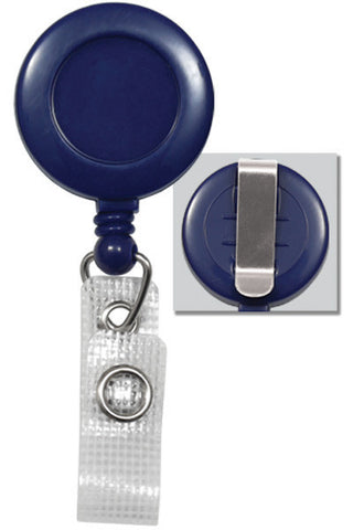 Plastic Clip-On Badge Reel, Blue, 1-1/4" (32Mm) No Sticker, Reinforced Vinyl Strap W/Slide-Type Belt Clip (25/Pk)