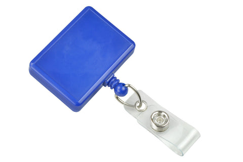 Rectangle Badge Reel, Royal Blue With Swivel Clip And Clear Vinyl Strap (25/Pk)