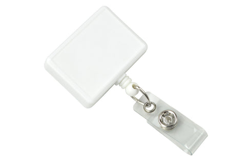 Rectangle Badge Reel, White With Swivel Clip And Clear Vinyl Strap (25/Pk)