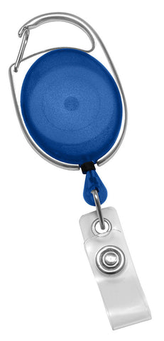 Badge Reel, Carabiner, Translucent Blue, Premier Badge Reel, 30" Cord, Clear Strap (25/Pk)