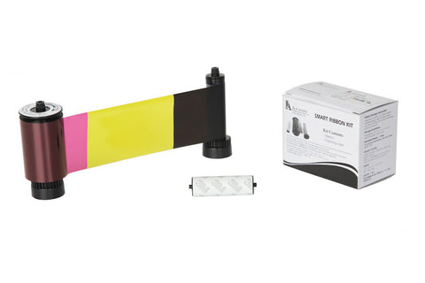 IDP Smart 30/50 SIADC-P-YMCKOK Full-color, two resin black and overlay panel ribbon with cleaning roller, 200 cards/roll