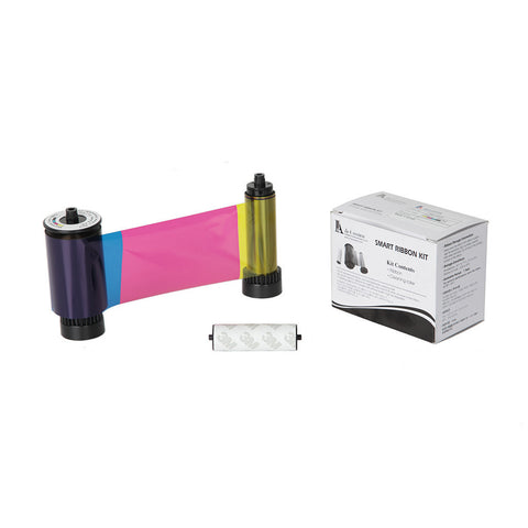 IDP Smart 30/50 SIADC-P-YMCKO Full-color, resin black and overlay panel ribbon with cleaning roller, 250 cards/roll