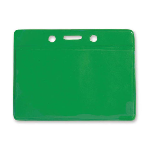 Coloured Vinyl Badge Holder, Clear, Green Back, Cr80 Horizontal (100/Pk)
