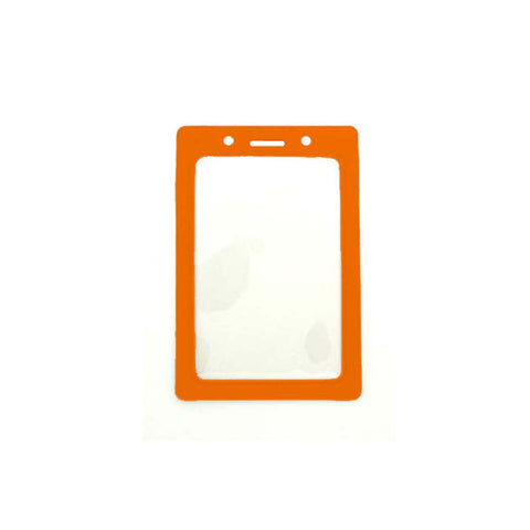 Vinyl Badge Holder W/Orange Coloured Frame, Cr80 Vertical (100/Pk)