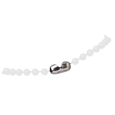 Plastic Beaded Neck Chain, White, 38", 4Mm Bead, Nps Connector (25/Pk)