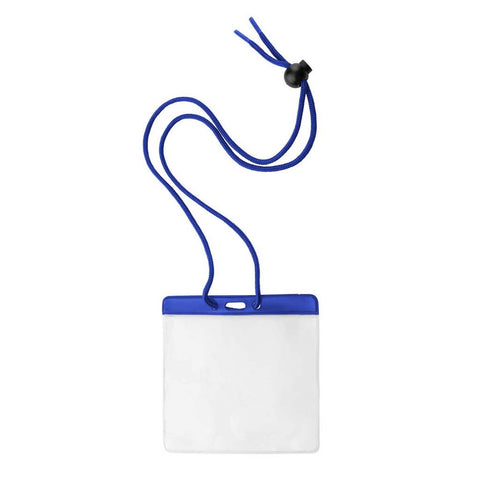 Large All-In-1 Event Badge Holder, W/Blue Top Horizontal, 36" Cord (100/Pk)