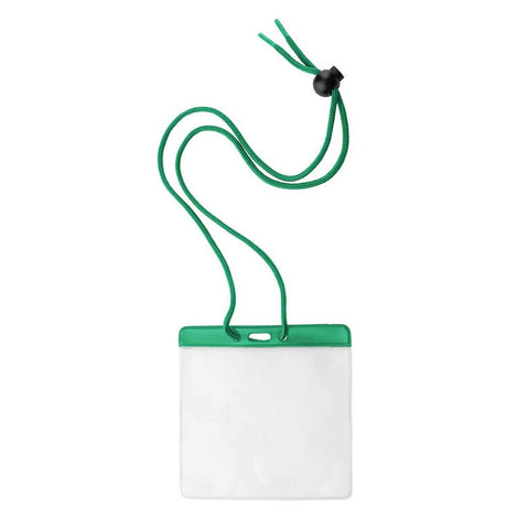 Large All-In-1 Event Badge Holder, W/Green Top Horizontal, 36" Cord (100/Pk)