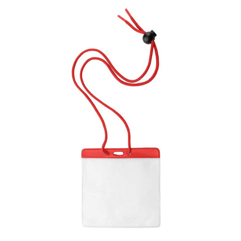 Large All-In-1 Event Badge Holder, W/Red Top Horizontal, 36" Cord (100/Pk)