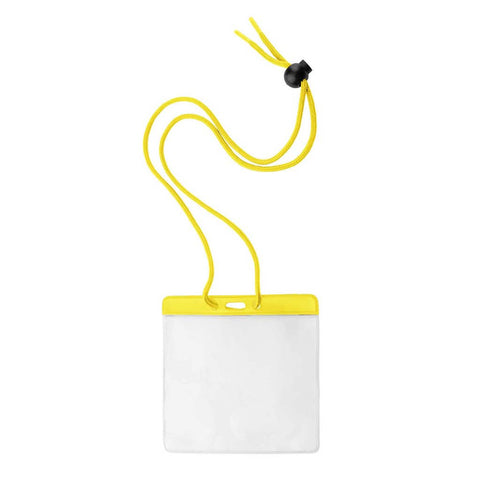 Large All-In-1 Event Badge Holder, W/Yellow Top Horizontal, 36" Cord (100/Pk)