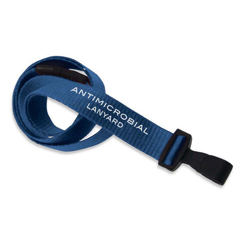 5/8" Antimicrobial Lanyard, Royal Blue, W/Black Breakaway, Wide Plastic Hook (25/Pk)