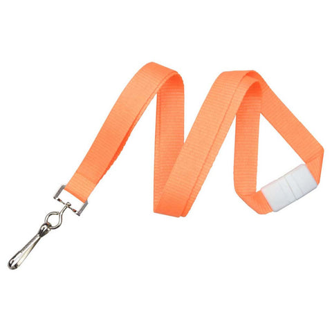 5/8" Flat Lanyard Neon Orange W/Breakaway And Sewn Nickel-Plated Steel Swivel-Hook (25/Pk)
